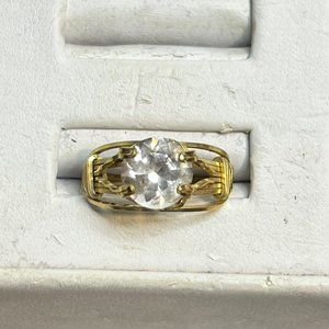 Vintage 14 k Gold Filled Wire Wrapped Optical Quartz Ring (R225-1&2)
